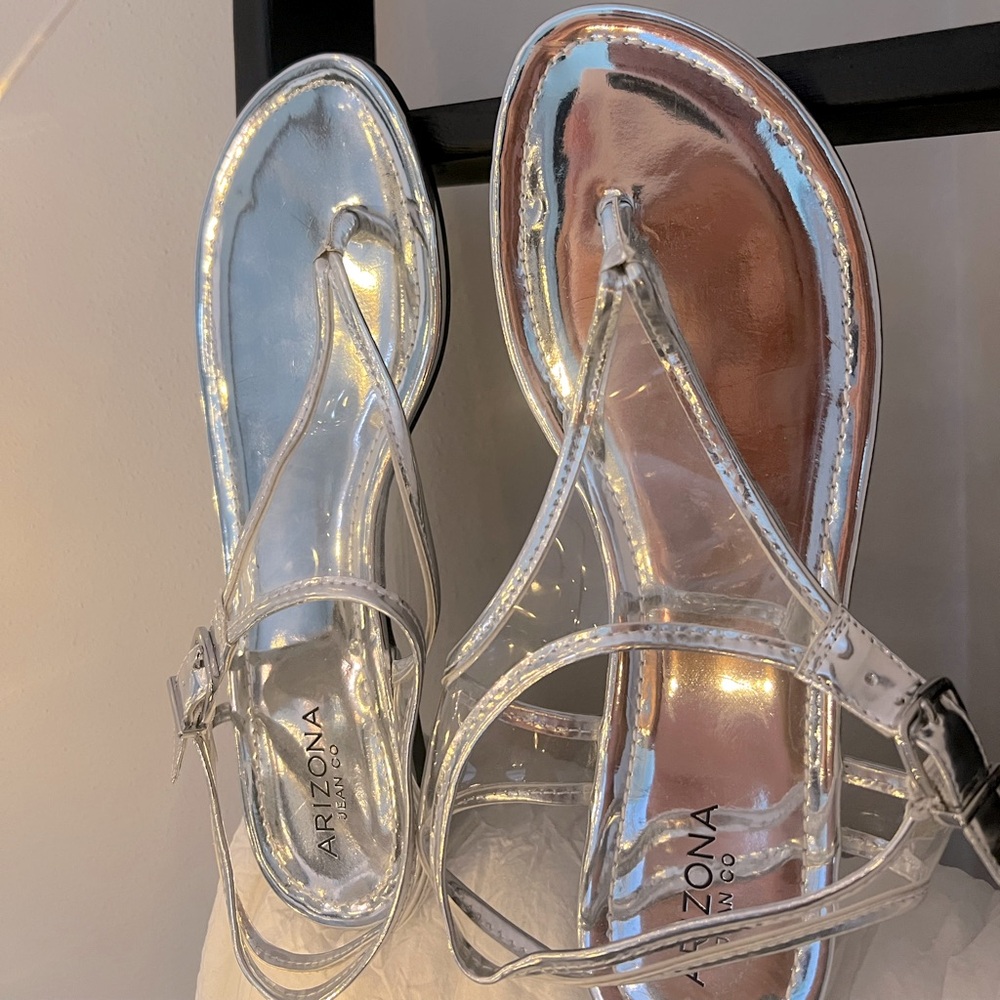 Silver shiny sandals